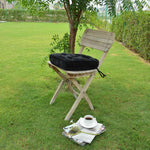 Thumbnail for Black Cotton Velvet square Chair pad with ties