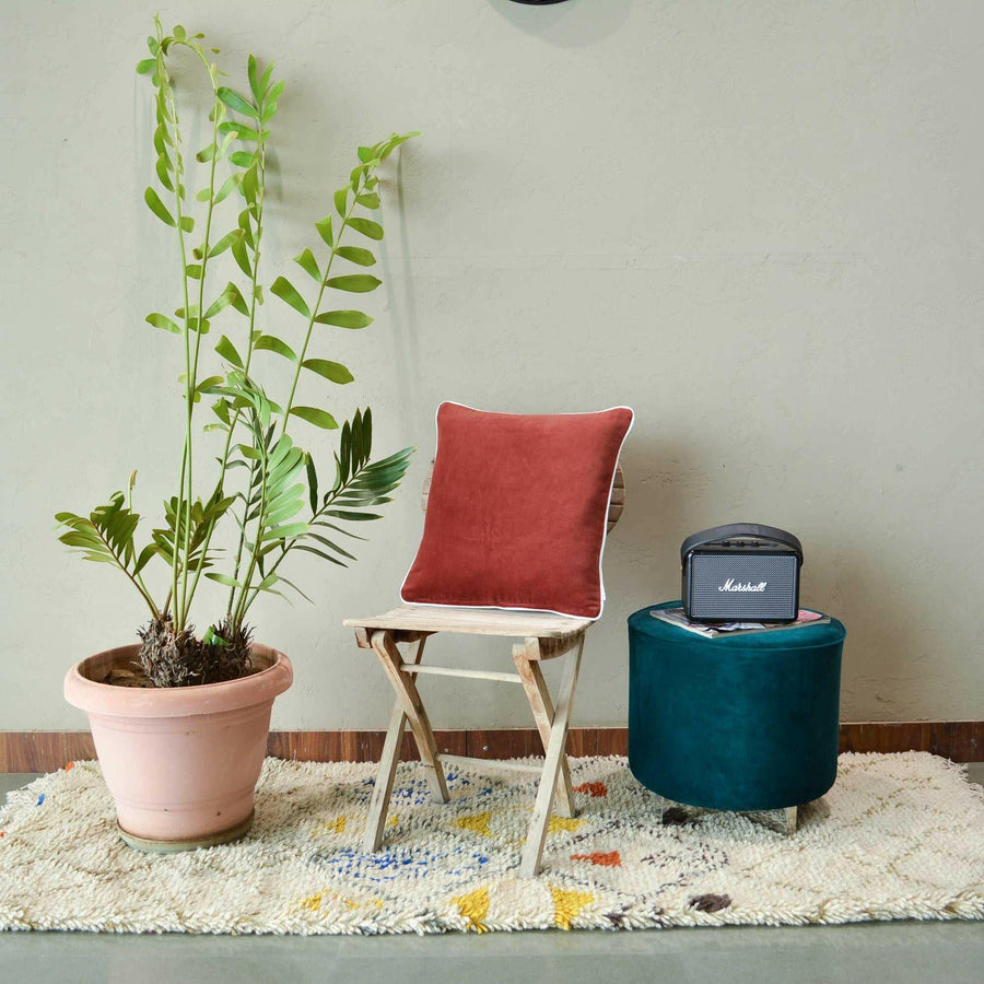 Burnt Orange White pippin Cotton Velvet Cushion Cover