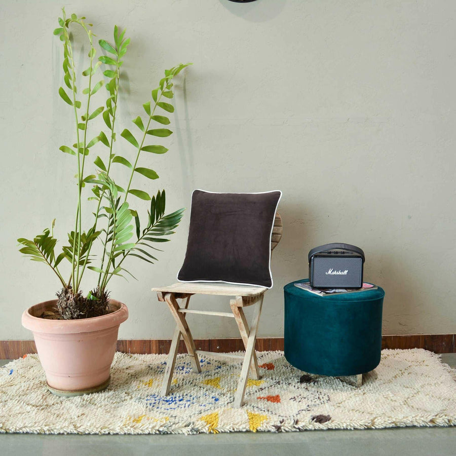 Dark Chocolate White pippin Cotton Velvet Cushion Cover