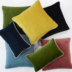 Thumbnail for Hot Pink White piping Cotton Velvet Cushion Cover