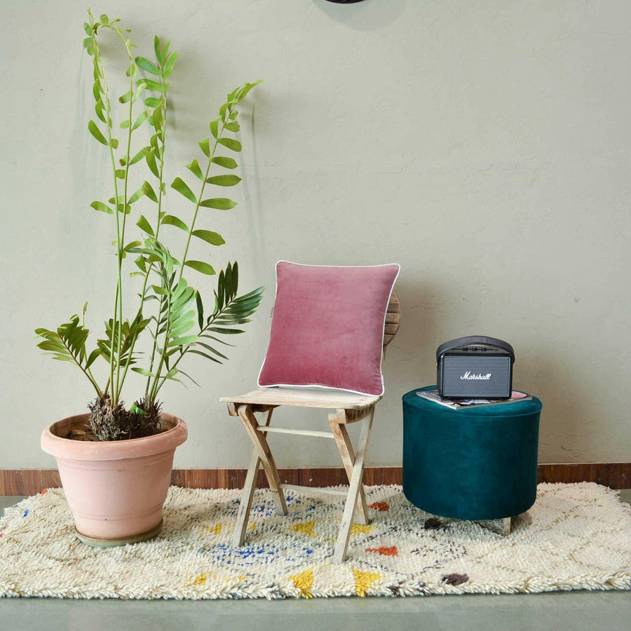 Dusty Pink White pippin Cotton Velvet Cushion Cover