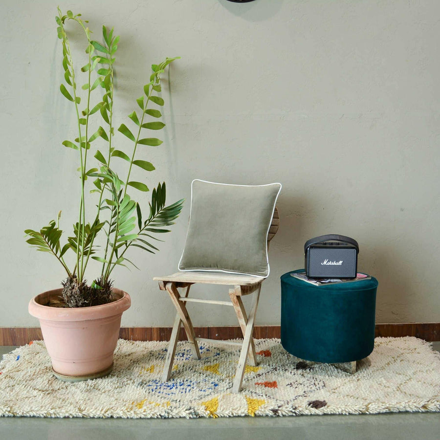 Elephant Grey White pippin Cotton Velvet Cushion Cover