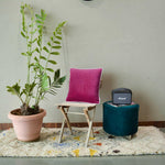 Thumbnail for Hot Pink White piping Cotton Velvet Cushion Cover