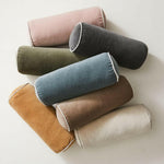 Thumbnail for Luxury Cotton Velvet Bolster Cover white piping trim