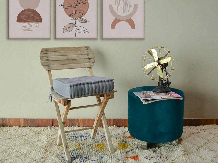 Linen square Chair pad with ties