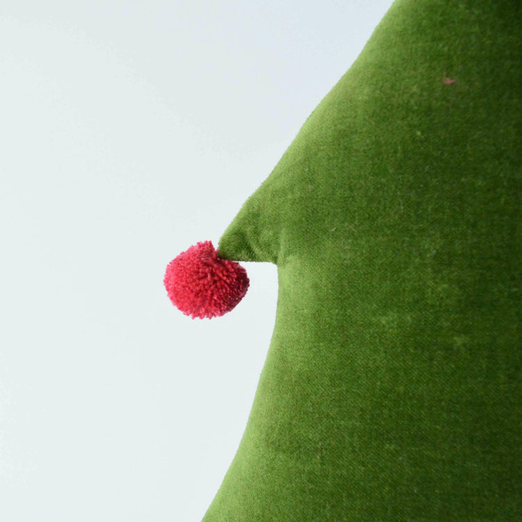 Christmas Tree Cushion - Moss Green Velvet Close-Up Texture