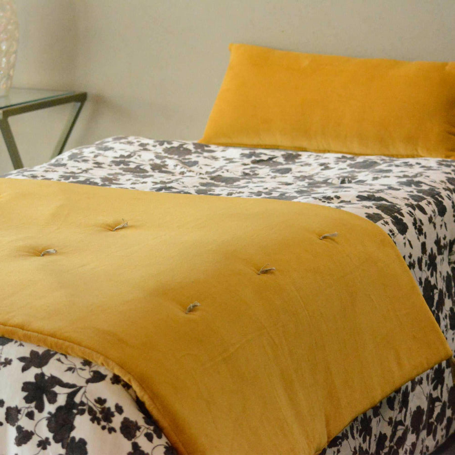 Luxury Mustard Velvet Bed Runner