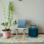 Thumbnail for Smoke Blue White piping Cotton Velvet Cushion Cover