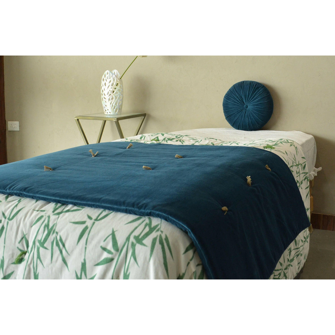 Luxury Royal Blue Velvet Bed Runner