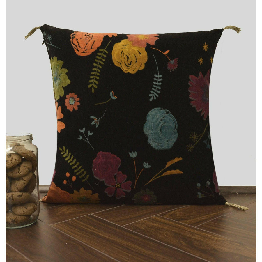 printed Black Velvet Cushion Cover