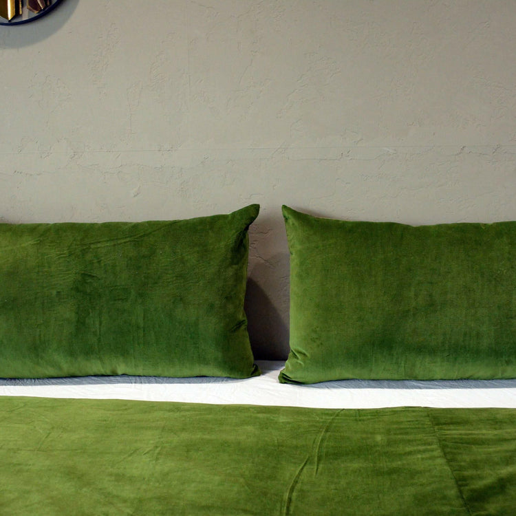 Cotton velvet duvet cover fabric texture close-up