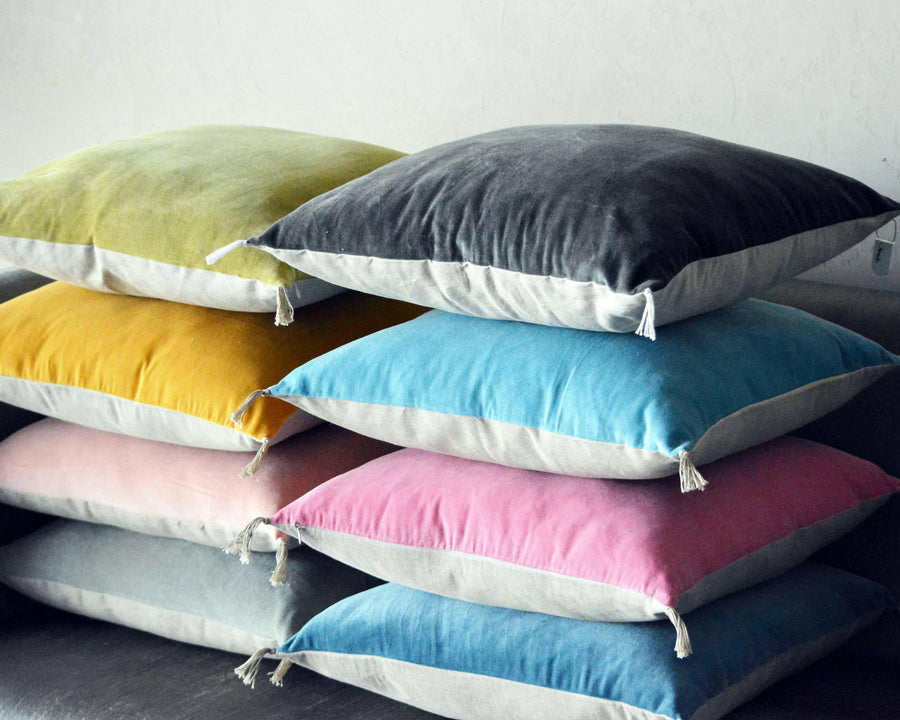 Velvet and Linen Cushion Cover