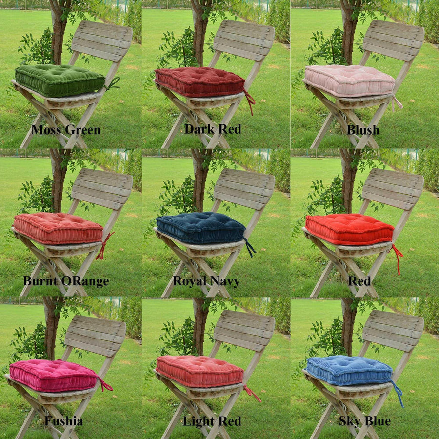 Black Cotton Velvet square Chair pad with ties