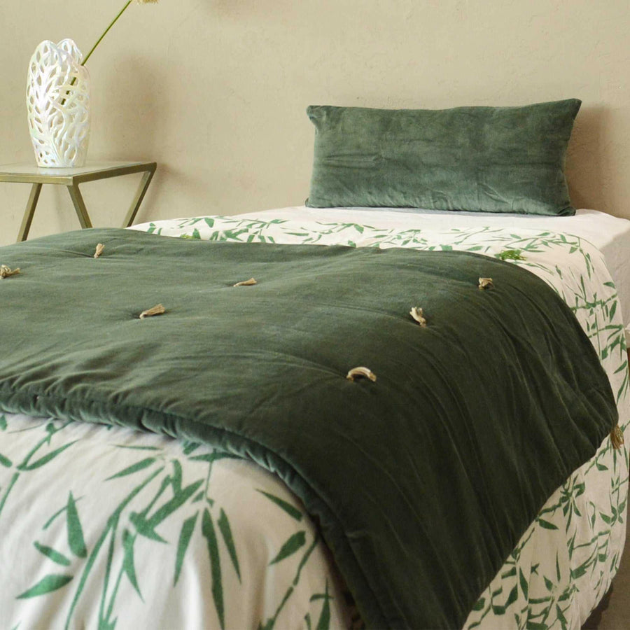 Luxury  Sage Velvet Bed Runner/throw